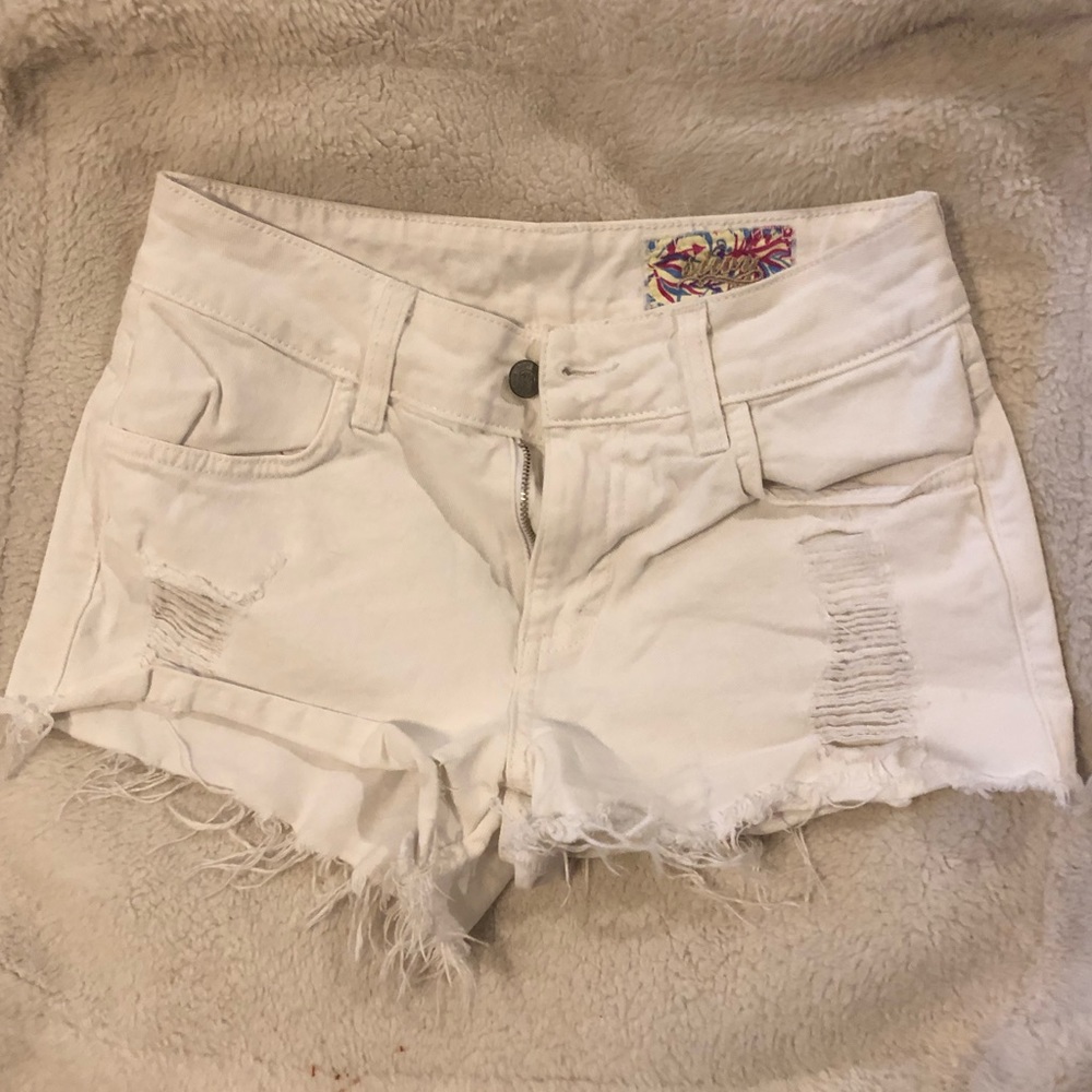 Siwy White Distressed Shorts